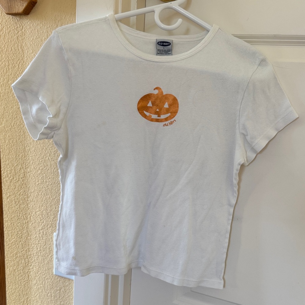 Old Navy White Tee with Orange Pumpkin
